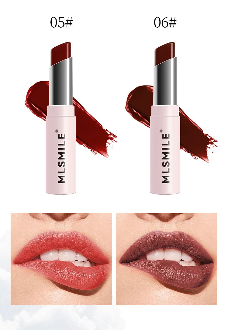 MLSMILE 6 Color Tube Lipstick natural long-lasting moisturizing moisturizing smooth gloss white and easy color lipstick