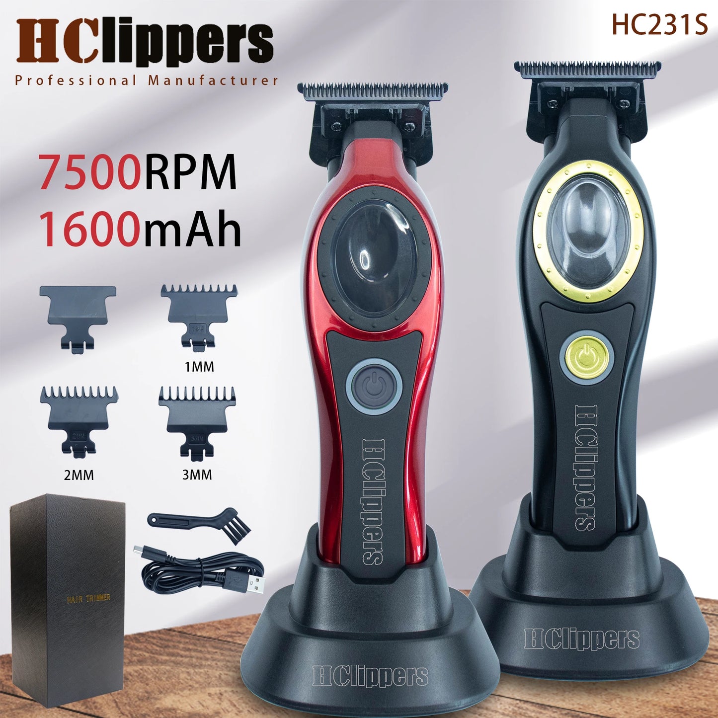 HClippers Barber Hair Trimmer Professional Men's Electric Hair Clipper with DLC Coating Blade for Hair Styling Trimmering HC231S