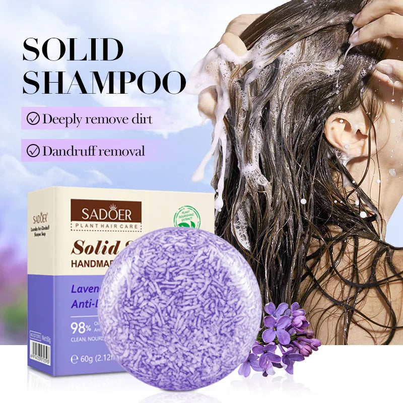 Lavender Shampoo Soap 1Box AntiDandruff & Anti-Itching Deep Cleansing Hair Care Strengthening Hair Roots Lightening & Revitalizi