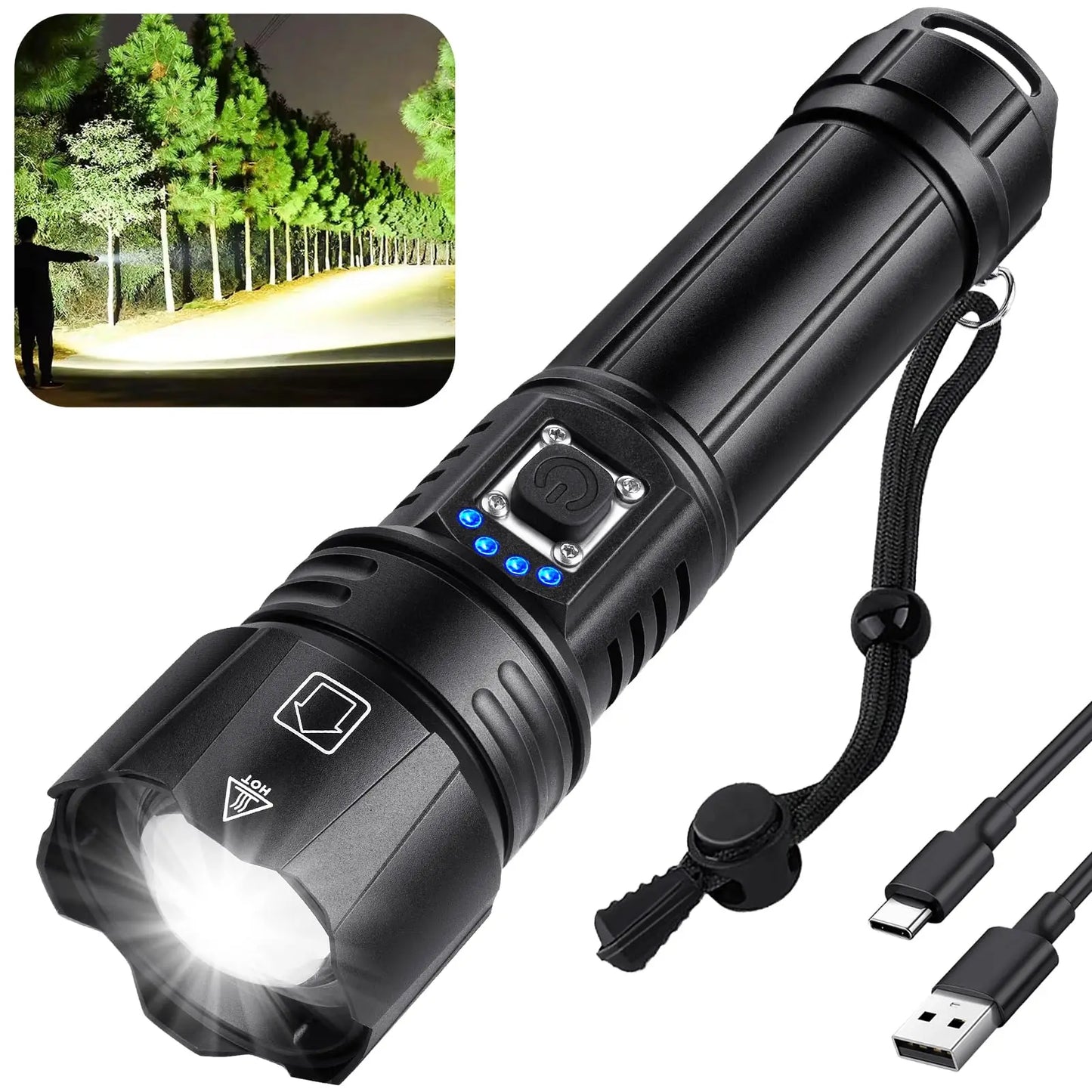 Rechargeable Flashlights High Lumens, 990,000 Lumen Brightest Led Flashlight with 5 Modes , Powerful Waterproof FlashLight