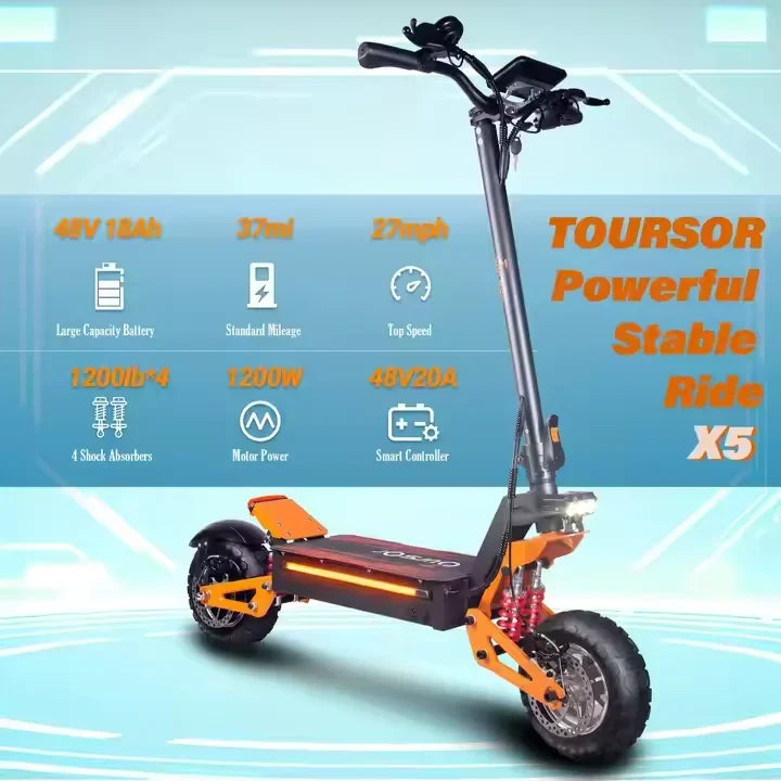 X5 6000W Dual Motor Eelectric Scooter in China Stock 60v 40ah Large Battery Remote Scooter with Seat 11-inch Tires
