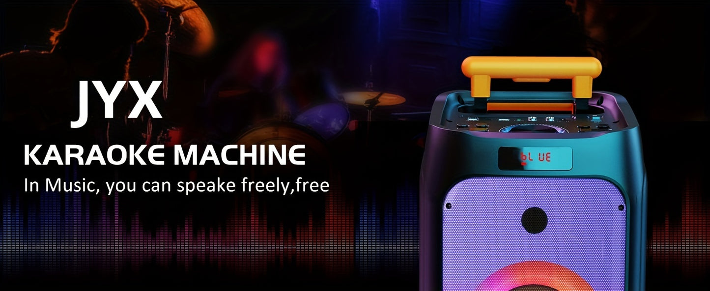 JYX Large Karaoke Machine with Wireless Microphones, Portable Bluetooth Speaker for Outdoor Parties, Weddings, and Home Entertainment