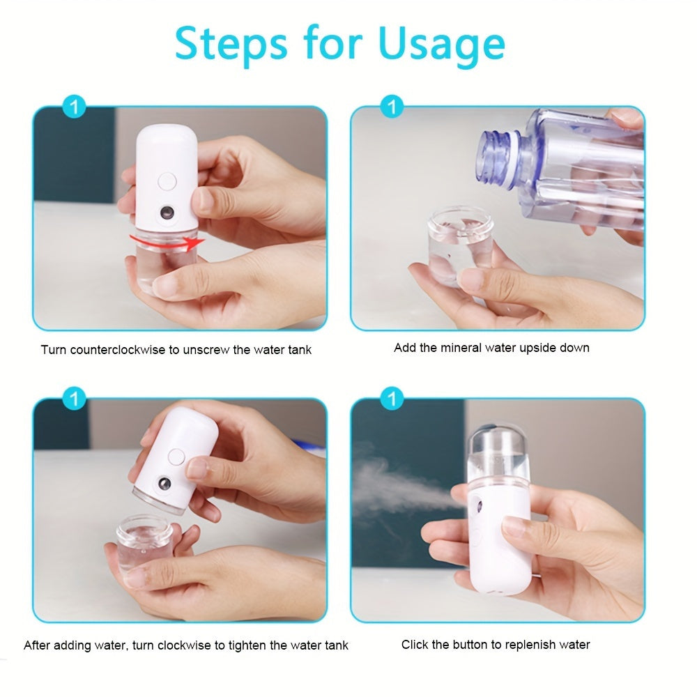 1PC Face Facial Mist Sprayer, 30ml Mini Facial Steamer Mist Sprayer, Nano Mister Hydrating Face Mist Spray Bottle, Humidifier, Spa Skin Care Moisturizing, Smart Wireless Security Hydration And Insulation Sprayer, Cute Electro