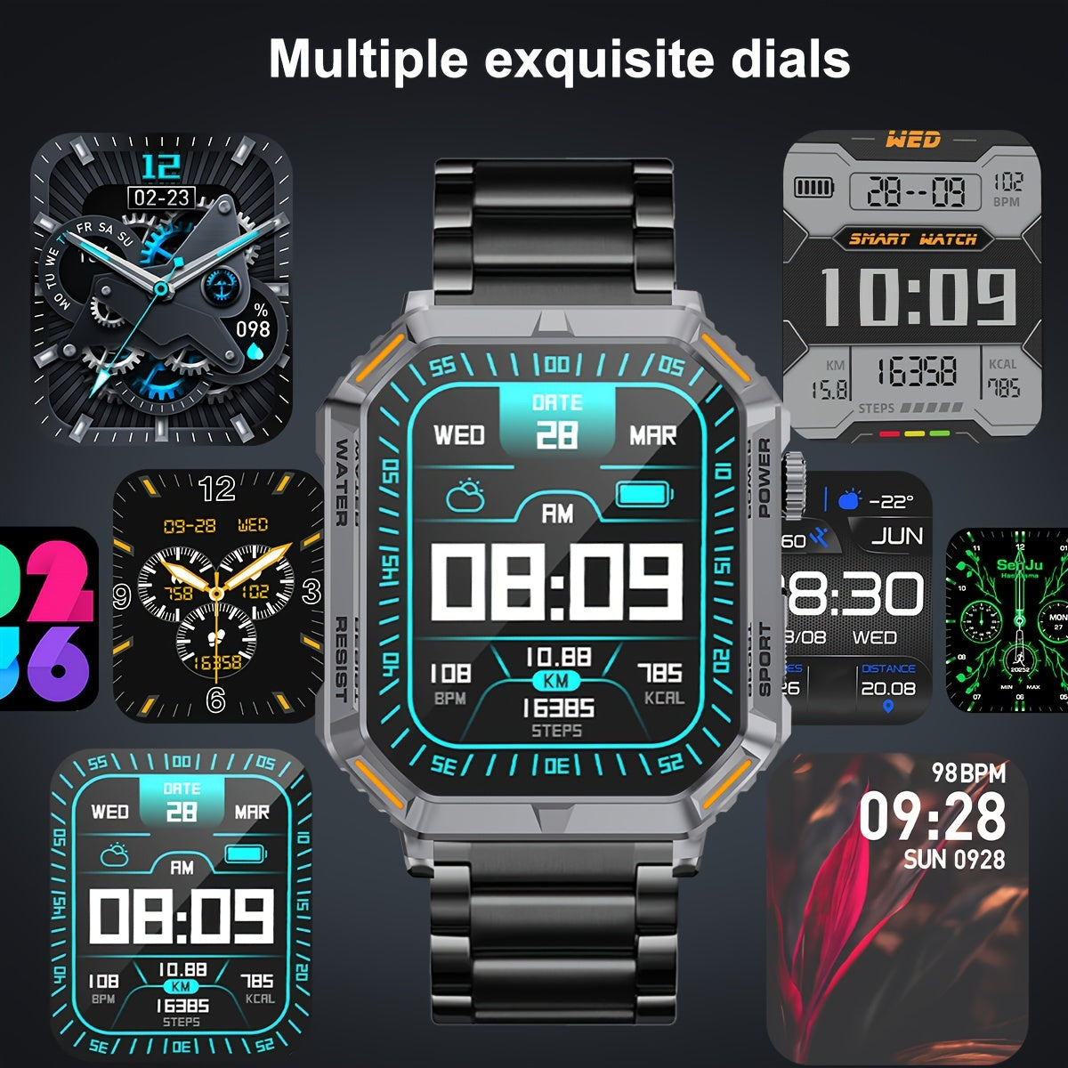 1.96inch Ultra-Slim Smartwatch for Men and Women - Wireless Call Making, Answering, Rejecting, Full Touch Screen, Heart Rate Monitor, Fitness Tracker, Compatible with Android and iPhone Phones