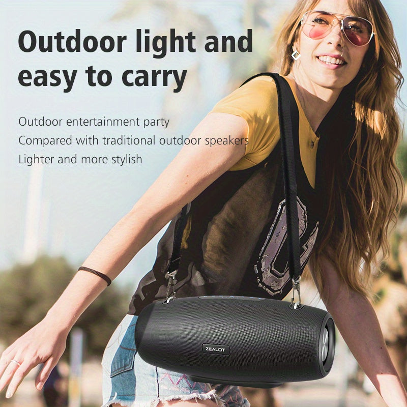 ZEALOT S67 14400mAh 60W Wireless Speakers - Loud Stereo, Booming Bass, Dual Pairing, 40 Hours Playtime, Waterproof, Portable Subwoofer - Includes Shoulder Strap, Charging Cable, Aux Cable, TF USB Plug-in Card, Compatible with