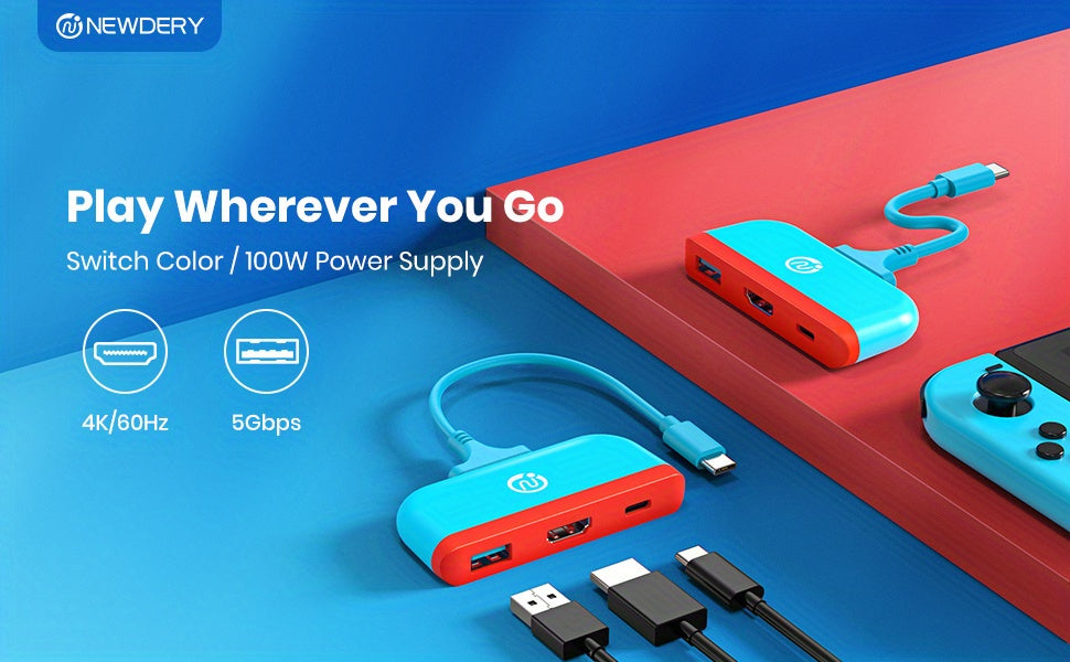 NEWDERY Ultimate Docking Station - Seamless Switch & OLED Hub, High-Definition Type C AV Station, All-in-One Connector for Samsung DeX, Steam Deck, TV Mode & PC