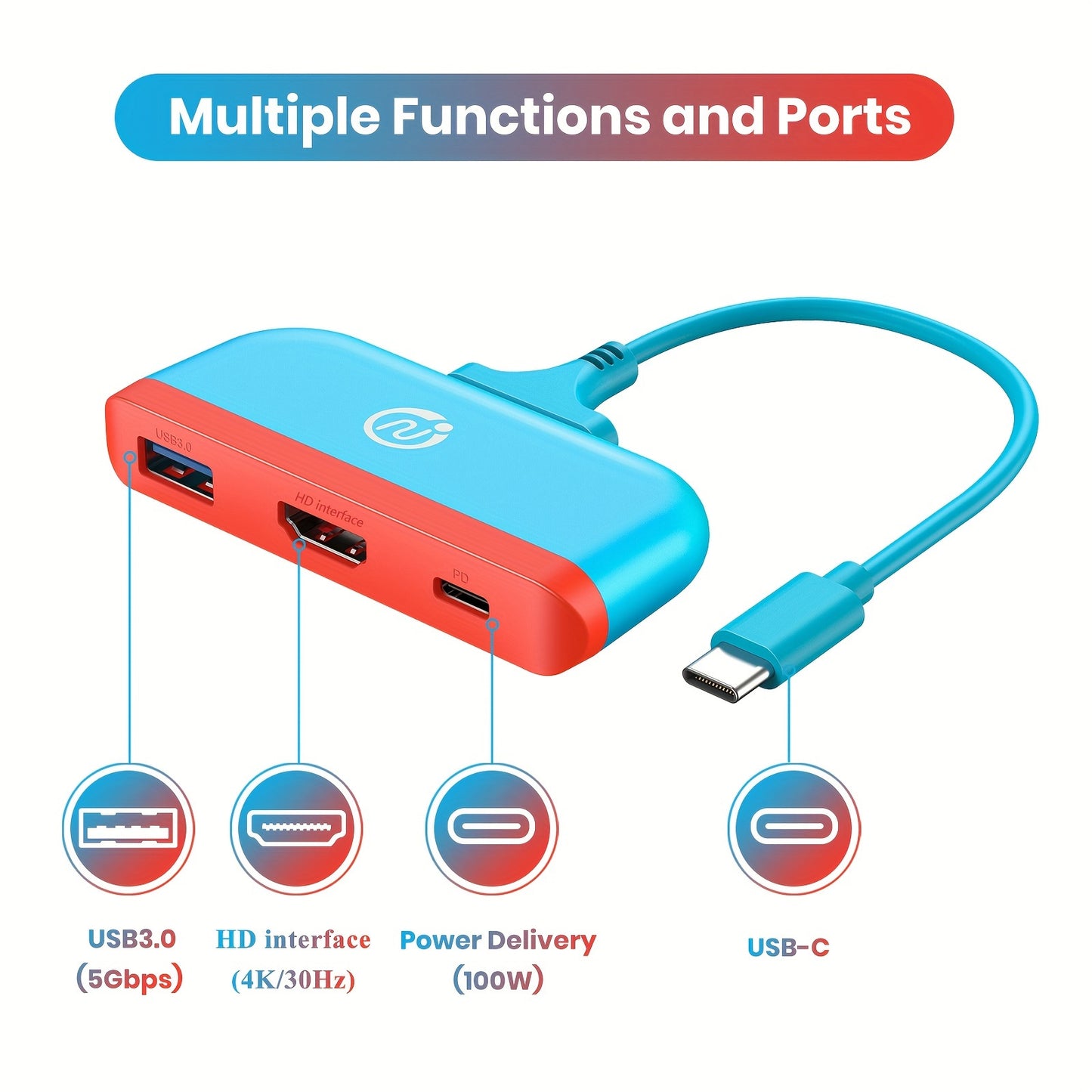 NEWDERY Ultimate Docking Station - Seamless Switch & OLED Hub, High-Definition Type C AV Station, All-in-One Connector for Samsung DeX, Steam Deck, TV Mode & PC
