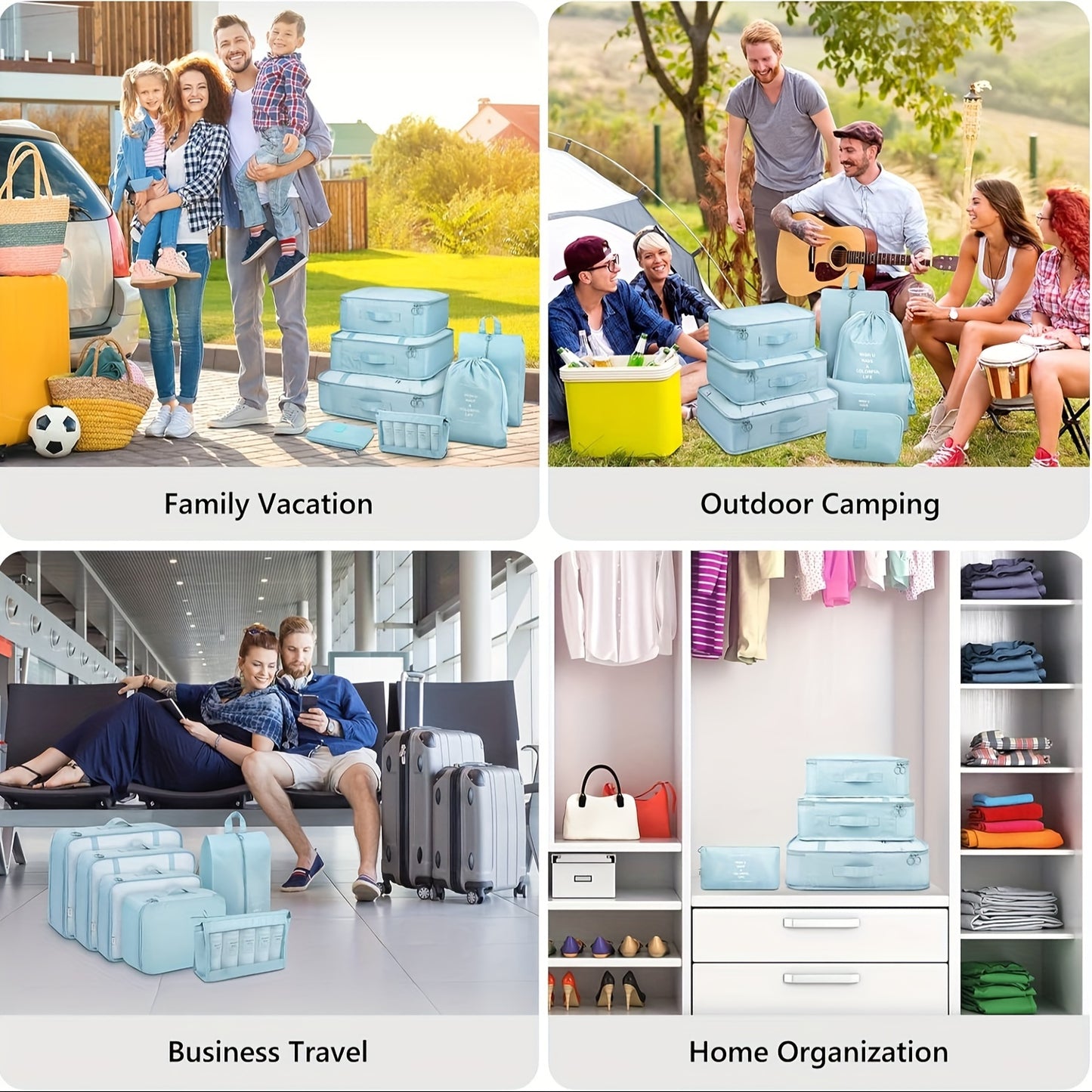 9 Set Packing Cubes with Shoe Bag & Electronics Bag - Luggage Organizers Suitcase Travel Accessories Baskets, Bins & Containers