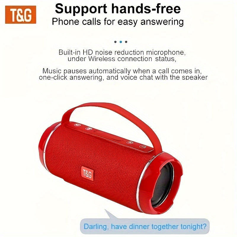 T&G TG116C Portable Wireless Speaker, 5.0 Surround Sound, USB/TF/FM Broadcast, 10m Connectivity, Rechargeable Lithium Battery, Type-C Charging, for Mobile/Tablet/TV, Party Companion