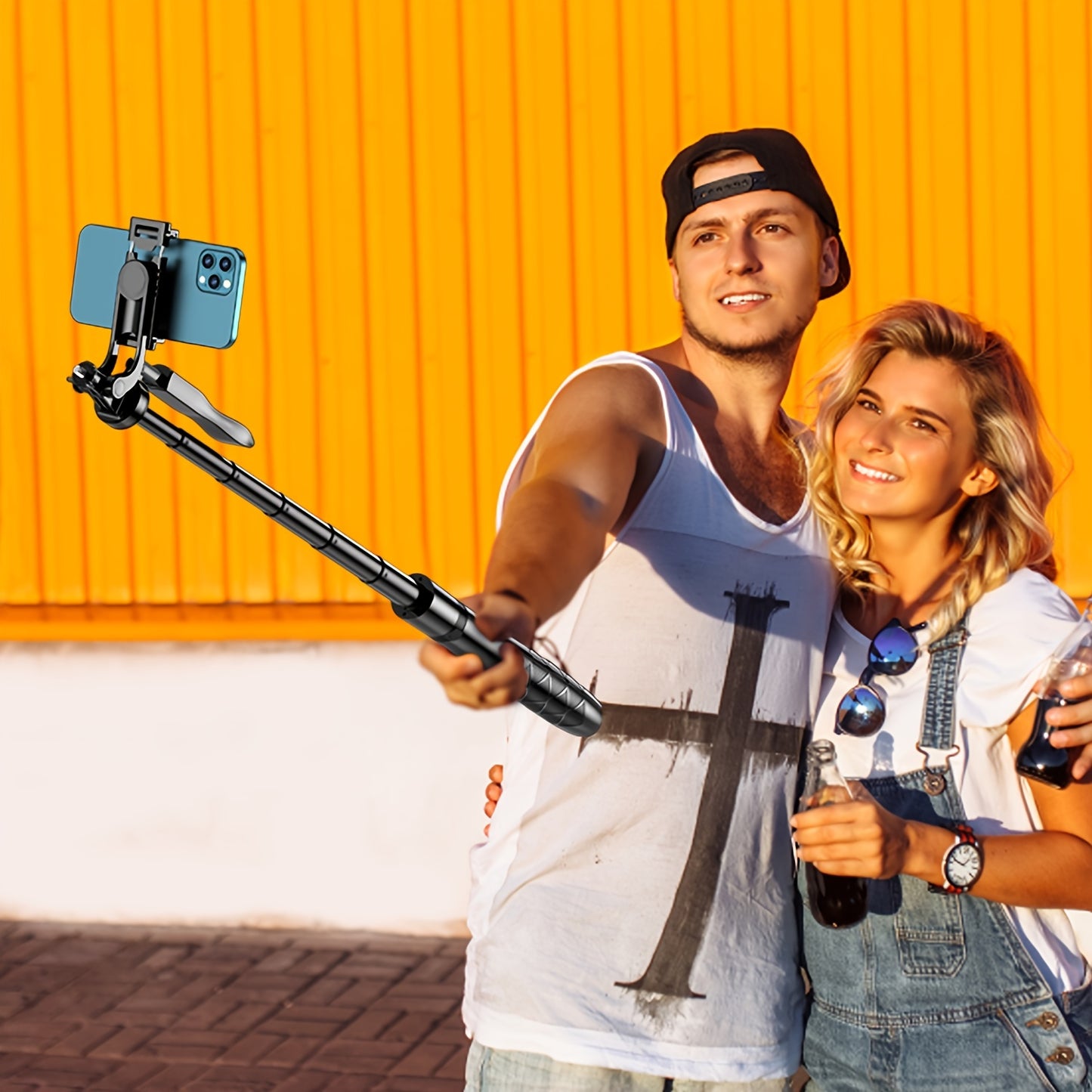 61" Selfie Stick Tripod, All In One Extendable Phone Tripod Stand With Wireless Remote 360° Rotation For IPhone And Android Phone Selfies, Video Recording, Vlogging, Live Streaming, Aluminum, black
