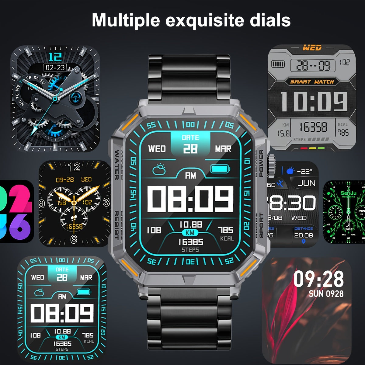 1.96inch Ultra-Slim Smartwatch for Men and Women - Wireless Call Making, Answering, Rejecting, Full Touch Screen, Heart Rate Monitor, Fitness Tracker, Compatible with Android and iPhone Phones