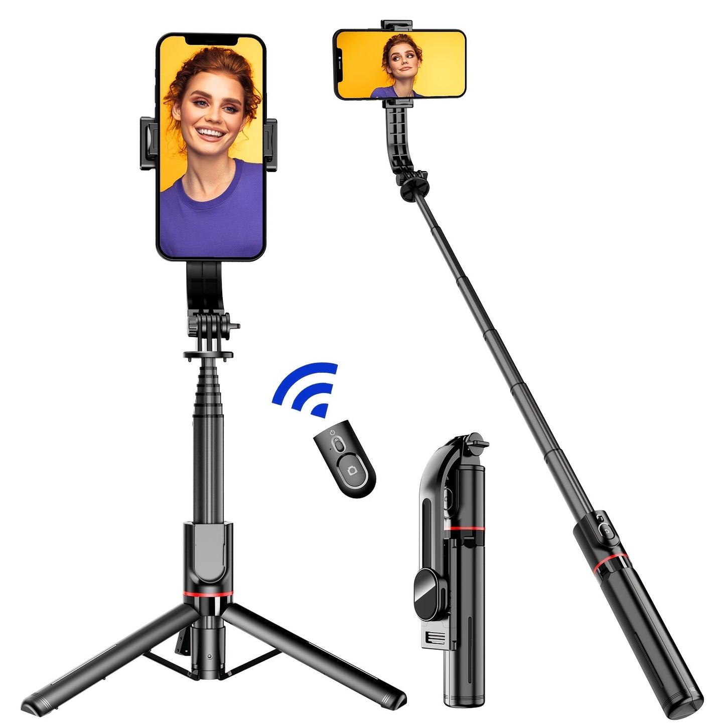 41 Inch Aluminum Alloy Selfie Stick Phone Tripod, Extendable 3 In 1 Selfie Stick With Wireless Remote And Tripod Stand 360 Rotation For IPhone 14/13/12/11 Pro/XS Max/XS/XR/X, Android Smartphone, Portable, Lightweight