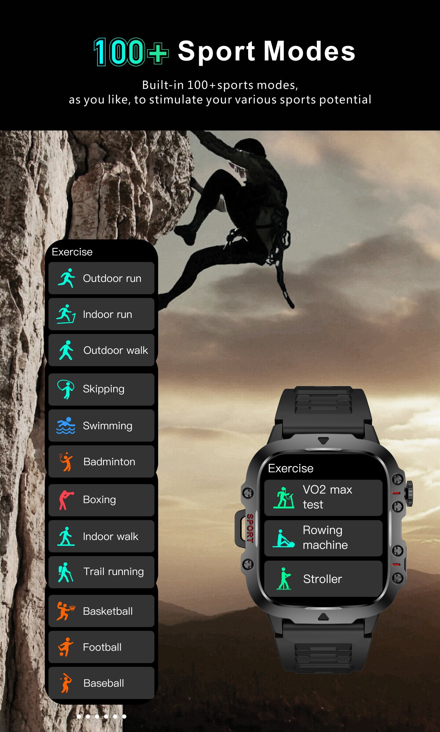 Tactical Outdoor Smartwatch (Answer/Make Calls), 1.96'' Smart Watch For IPhone And Android Phones, Waterproof Sport Watch With Lock-Screen/100+Sport Modes/Long Battery Life/Weather Forecast/Alarm Clock/ Good Gifts For Sportsm