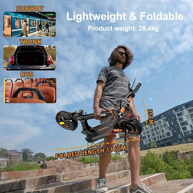 Enduro 750W Electric Scooter - Electric Scooters with 48V10A Battery, 10-inch Off-road Tires, Foldable, Portable, and 25° Climbing Ability for Adults